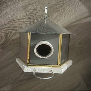 Upcycled Bird House Metal PVC Light Fixture Garden Decor